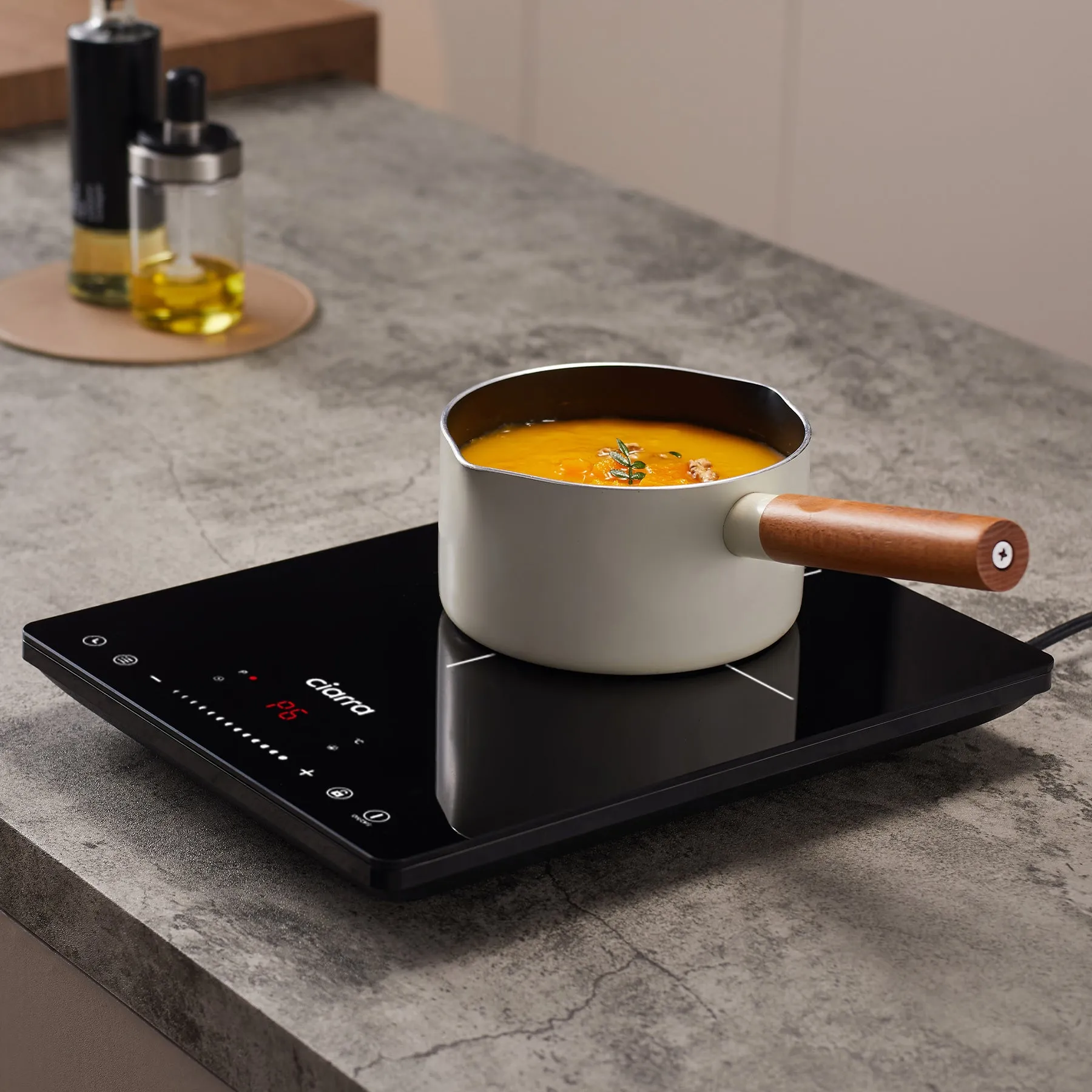 CIARRA Portable Induction Hob 13 Amp Plug 2000W Single Hotplate with Touch Control CBTIH1-OW