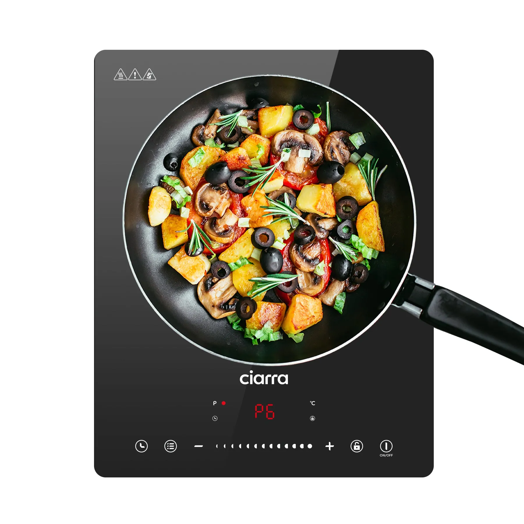 CIARRA Portable Induction Hob 13 Amp Plug 2000W Single Hotplate with Touch Control CBTIH1-OW