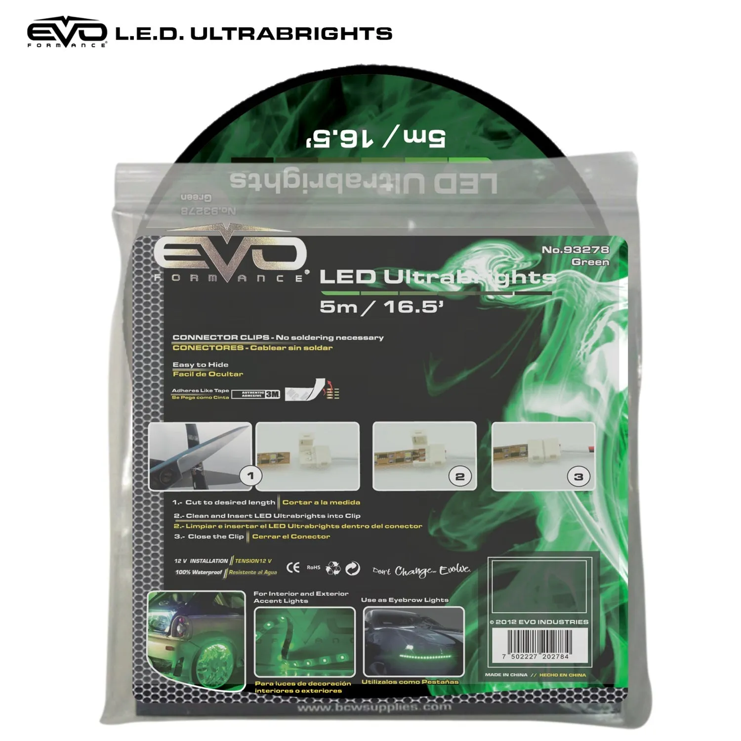 Cipa USA 93278 EVO Formance LED Ultrabrights Universal Light Strip; 5M; Green;