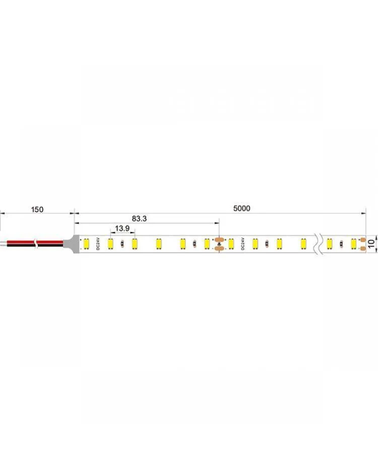 Cool White LED Strip Light 6000K 12V 240 LEDs/m 1200 LEDs IP20 Waterproof 5 Metre Strip
