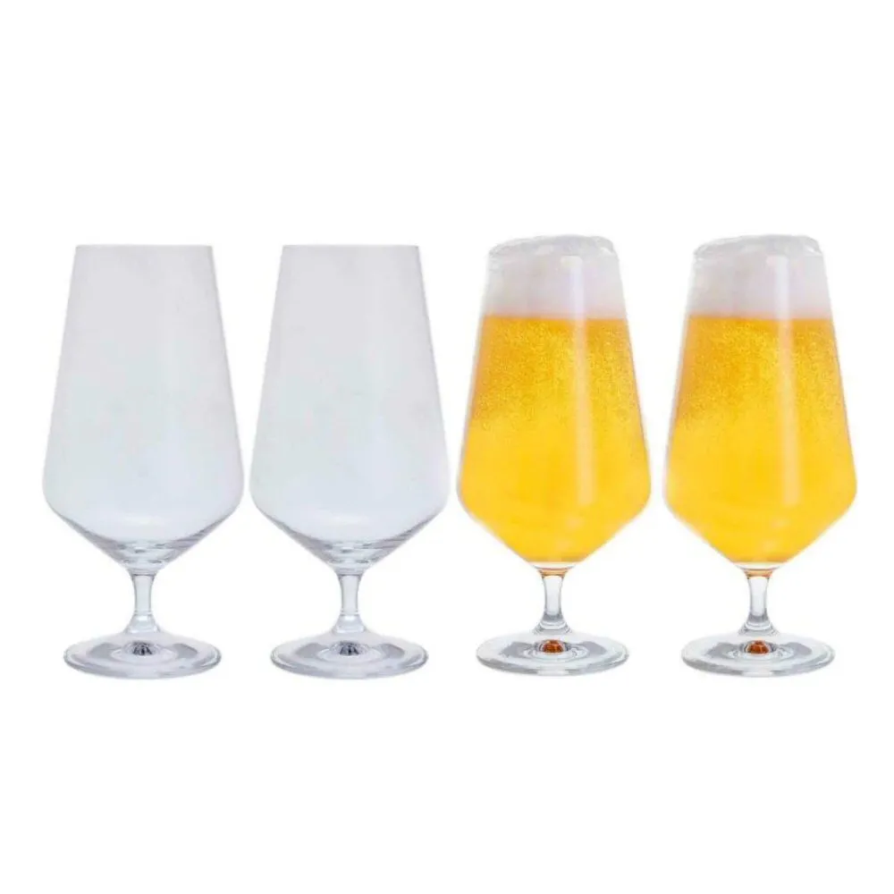 Dartington Crystal Cheers Set of 4 Stemmed Beer Glasses