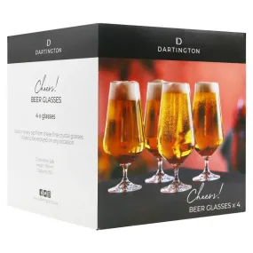 Dartington Crystal Cheers Set of 4 Stemmed Beer Glasses