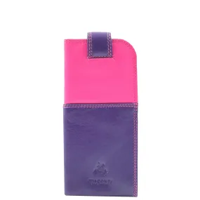 DR658 Stylish Genuine Leather Glasses Case Cover Berry Multi