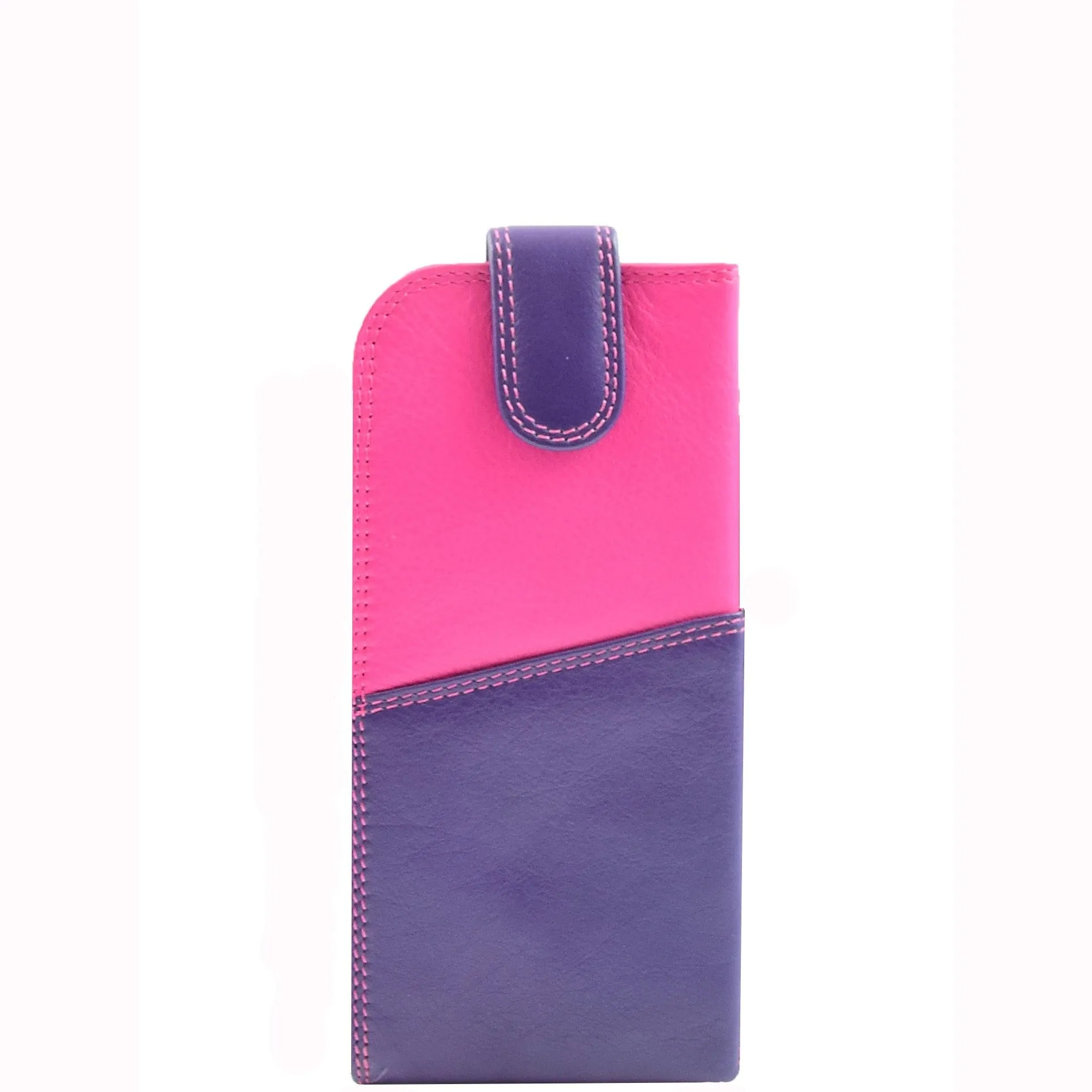 DR658 Stylish Genuine Leather Glasses Case Cover Berry Multi