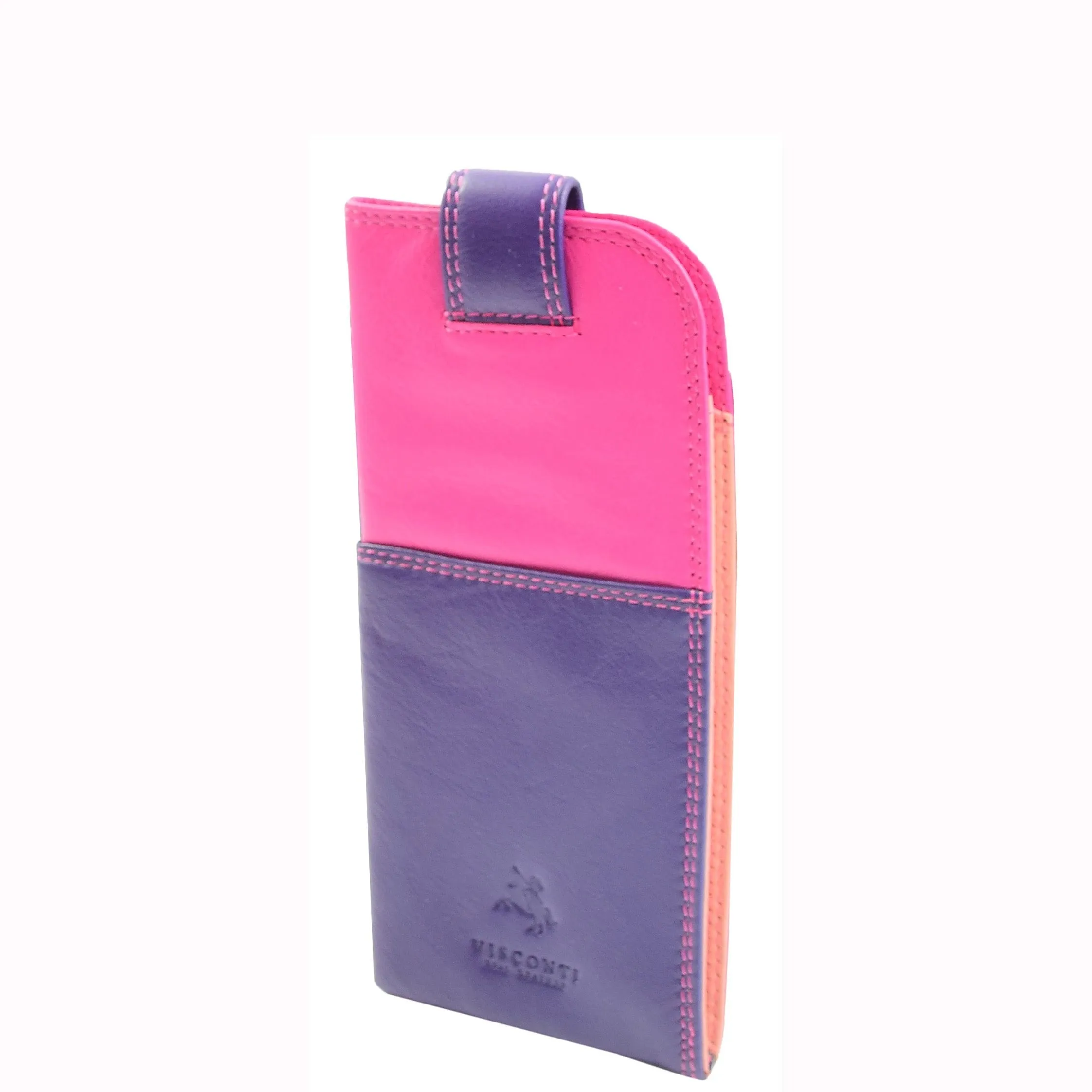 DR658 Stylish Genuine Leather Glasses Case Cover Berry Multi