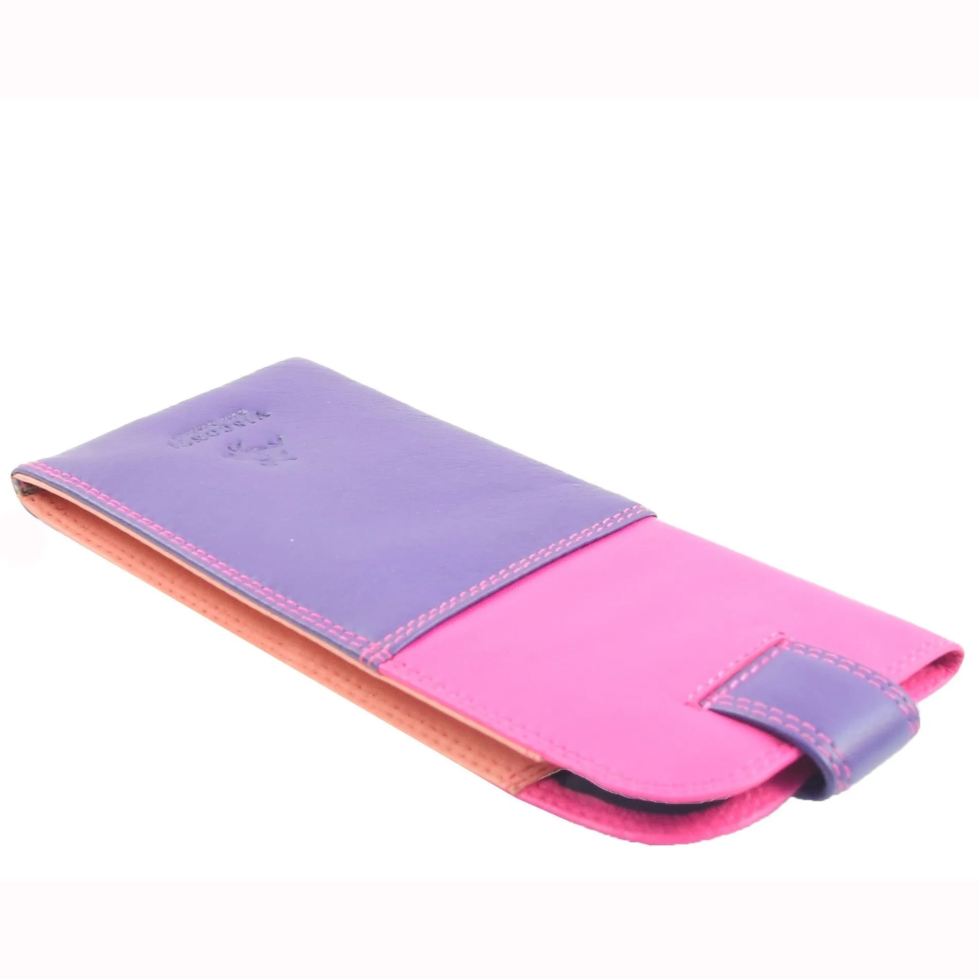 DR658 Stylish Genuine Leather Glasses Case Cover Berry Multi