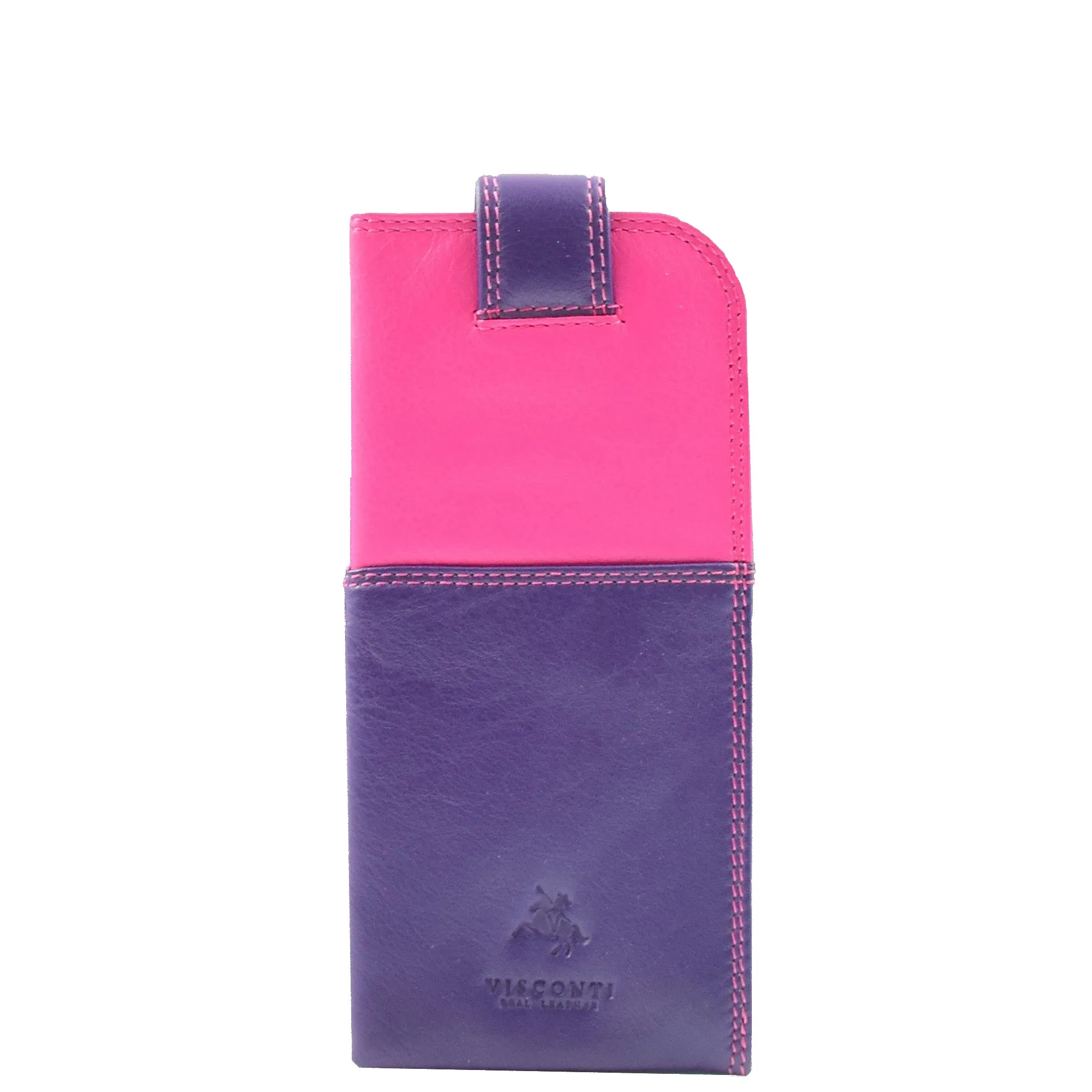 DR658 Stylish Genuine Leather Glasses Case Cover Berry Multi