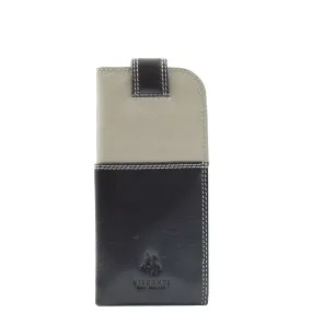 DR658 Stylish Genuine Leather Glasses Case Cover Black Multi
