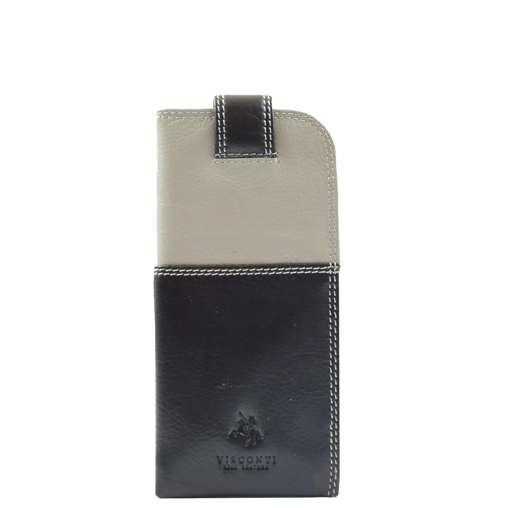 DR658 Stylish Genuine Leather Glasses Case Cover Black Multi