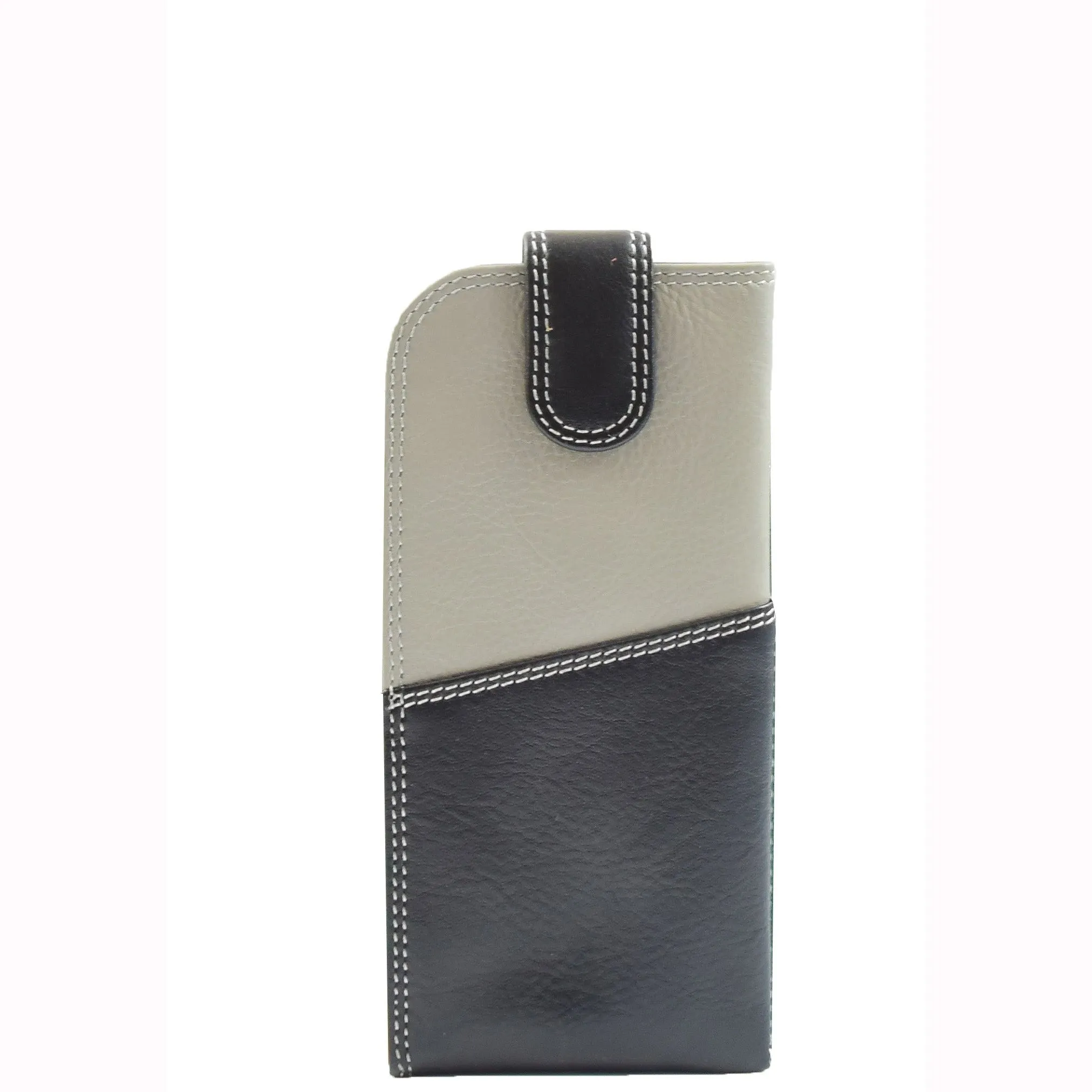 DR658 Stylish Genuine Leather Glasses Case Cover Black Multi