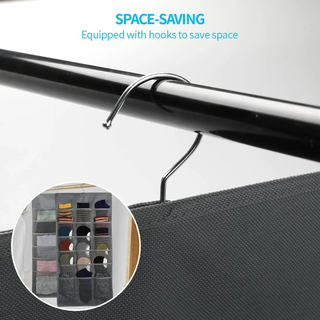 Dual-Sided Hanging Closet Organizer with Mesh Pockets
