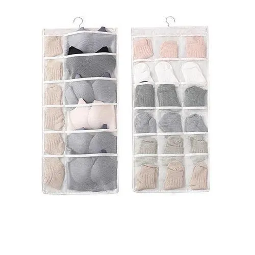 Dual-Sided Hanging Closet Organizer with Mesh Pockets