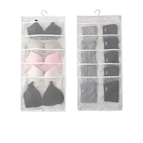 Dual-Sided Hanging Closet Organizer with Mesh Pockets
