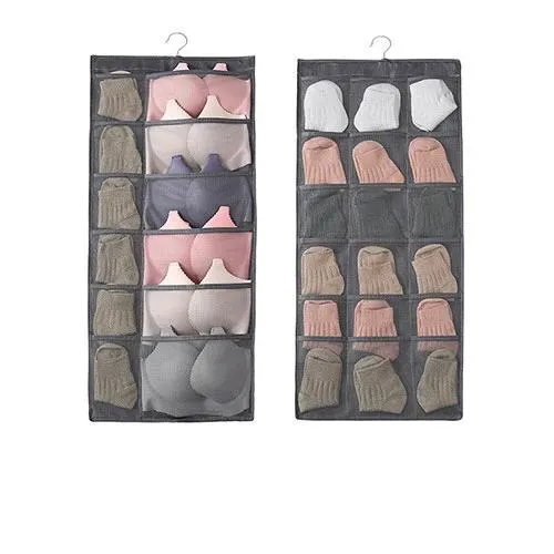 Dual-Sided Hanging Closet Organizer with Mesh Pockets