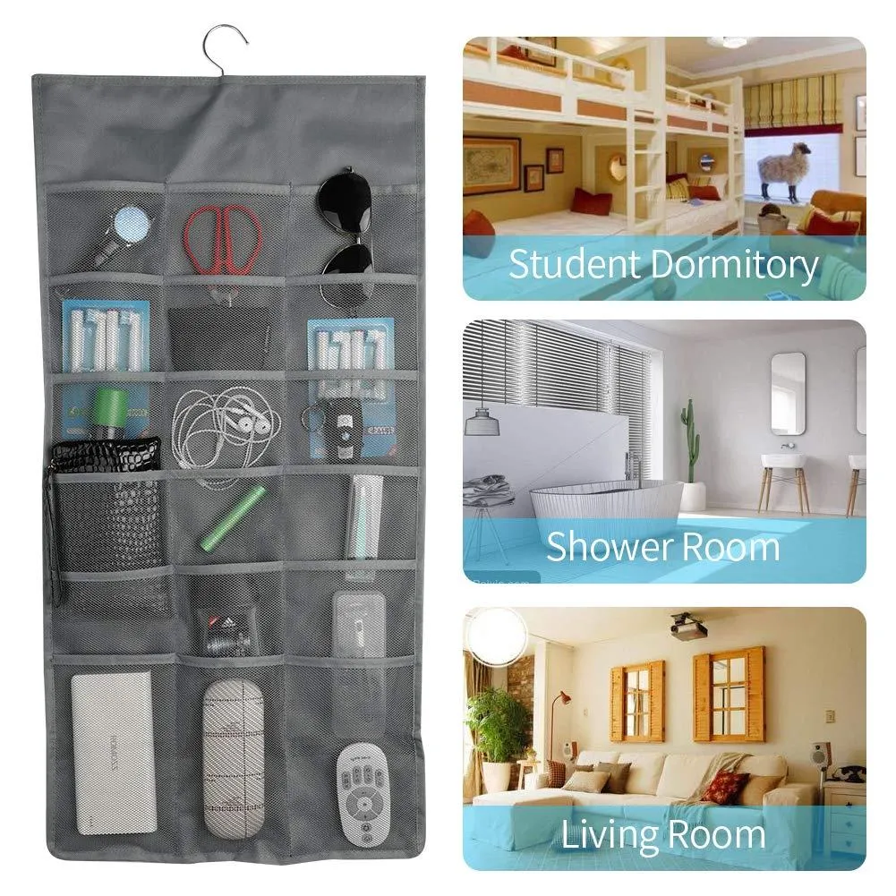 Dual-Sided Hanging Closet Organizer with Mesh Pockets