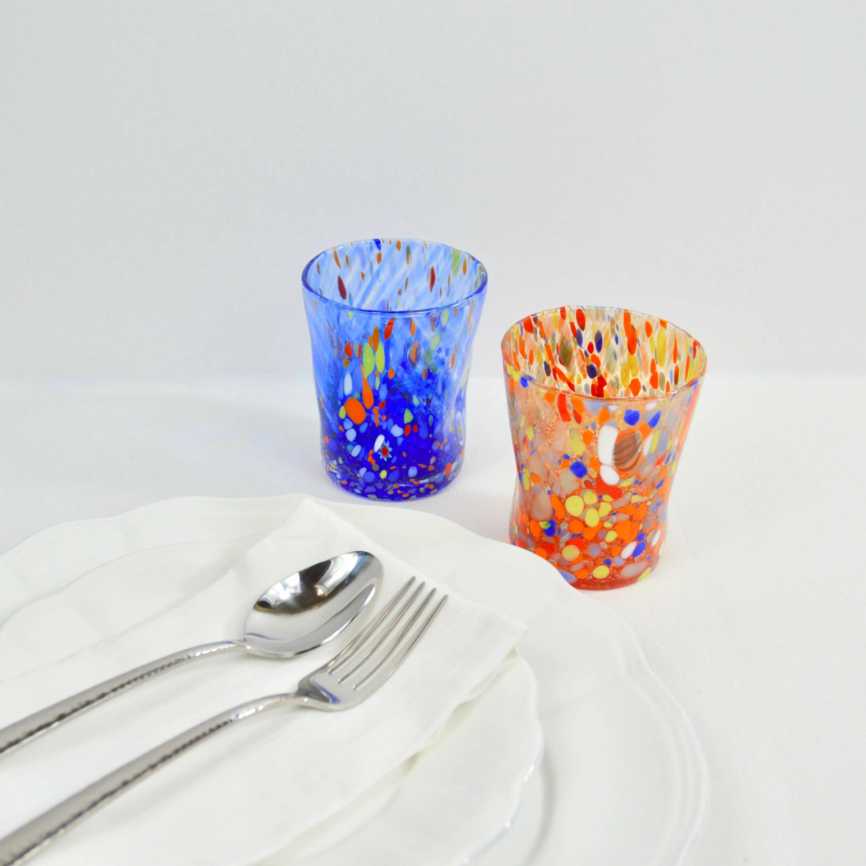 Franco Multi-Colored Glass Drinking Glasses, Set of 6, Made in Murano, Italy