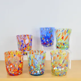 Franco Multi-Colored Glass Drinking Glasses, Set of 6, Made in Murano, Italy