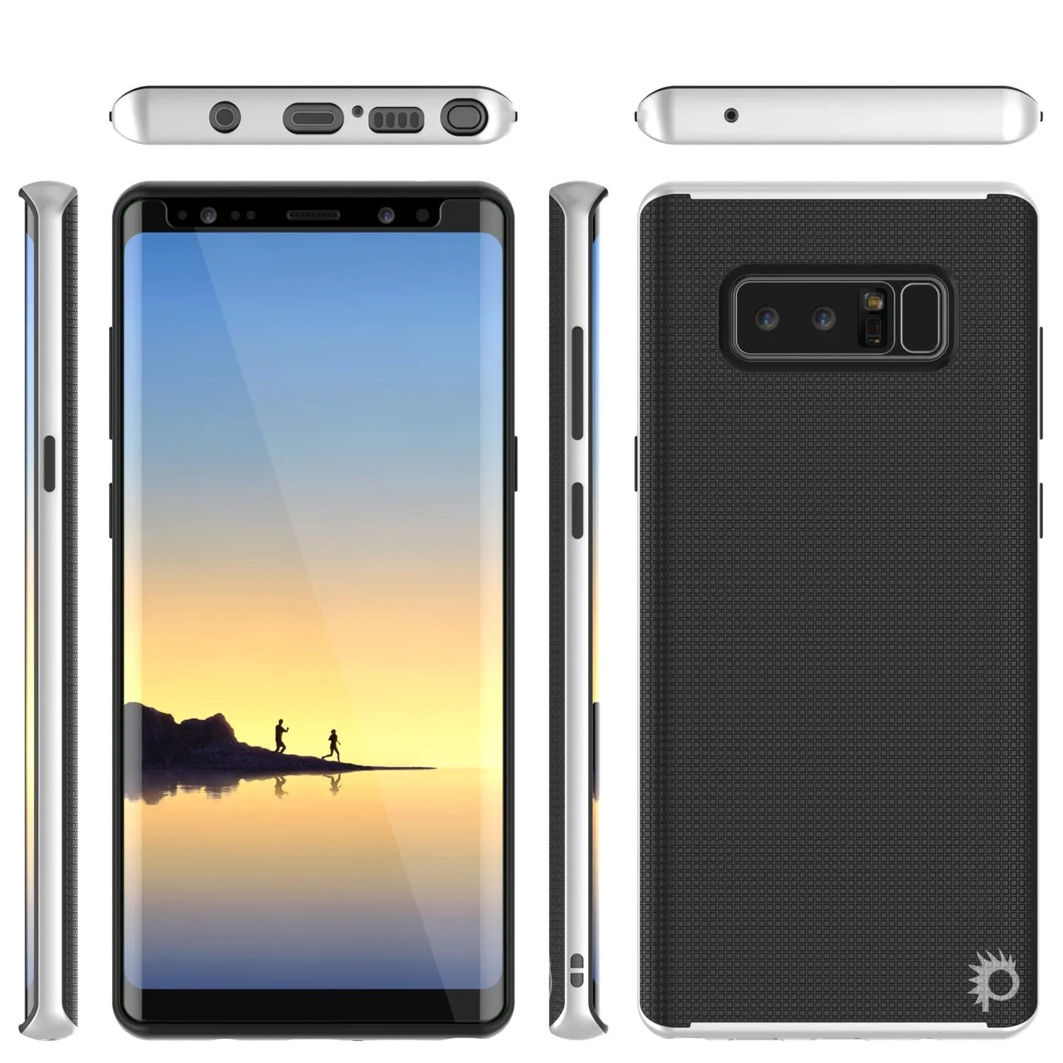 Galaxy Note 8 Hybrid 3-Piece Anti-Shock Dual Layer Bumper Case | White