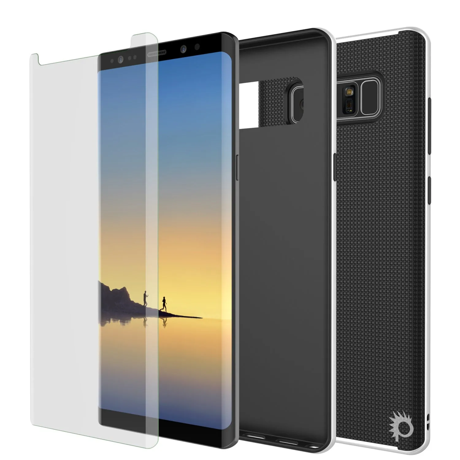 Galaxy Note 8 Hybrid 3-Piece Anti-Shock Dual Layer Bumper Case | White