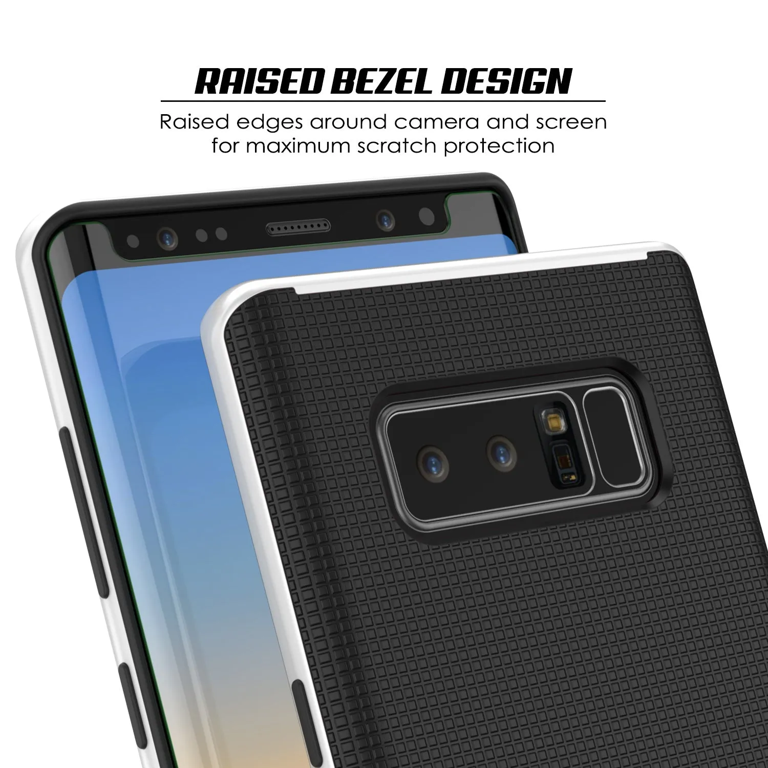 Galaxy Note 8 Hybrid 3-Piece Anti-Shock Dual Layer Bumper Case | White