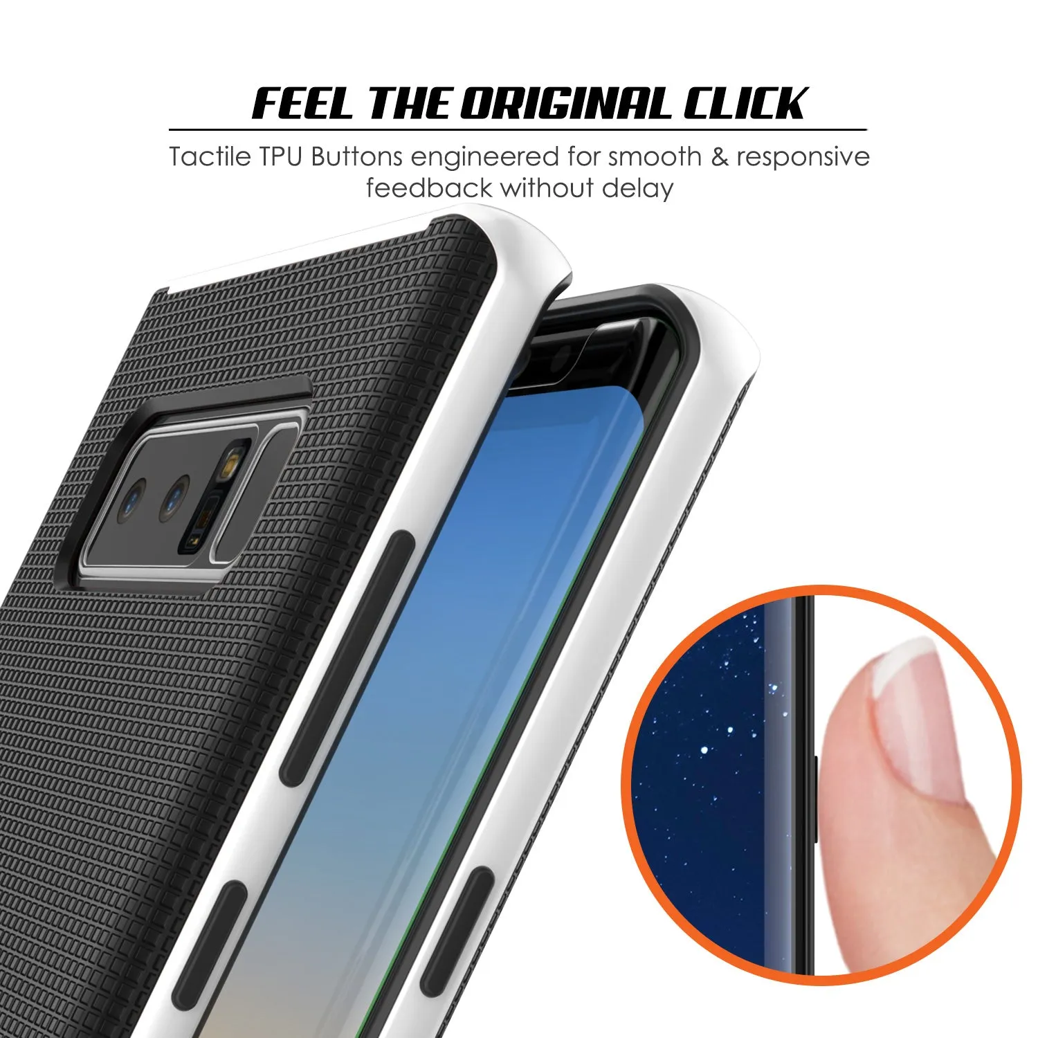 Galaxy Note 8 Hybrid 3-Piece Anti-Shock Dual Layer Bumper Case | White