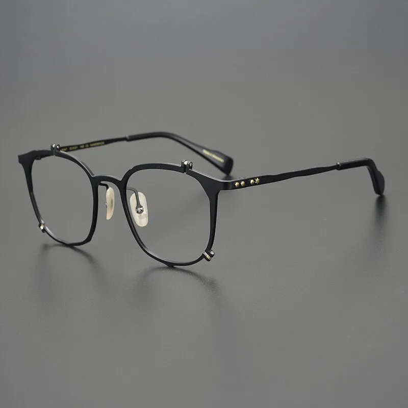 Gatenac Unisex Full Rim Irregular Square Titanium Eyeglasses Gxyj867
