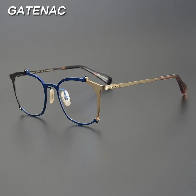 Gatenac Unisex Full Rim Irregular Square Titanium Eyeglasses Gxyj867