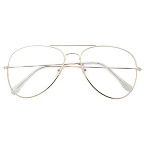 grinderPUNCH Blue Light UV Blocking Computer Glasses | Retro Aviator Style | Reduce Eye Strain Anti Glare Clear Lens Video Gaming Eyeglasses
