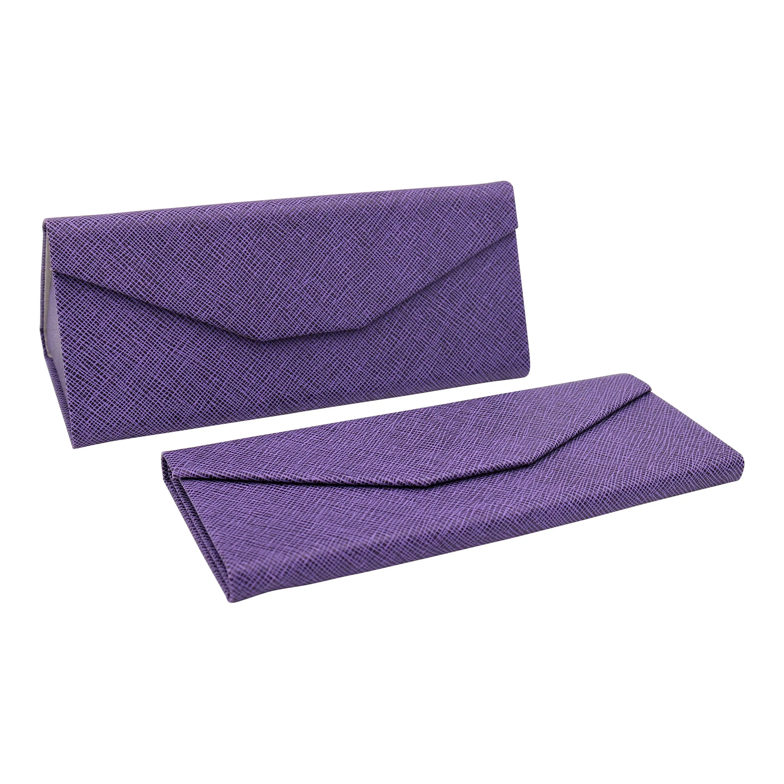 Hardshell Eco Leather Solid Color Folding Glasses Case