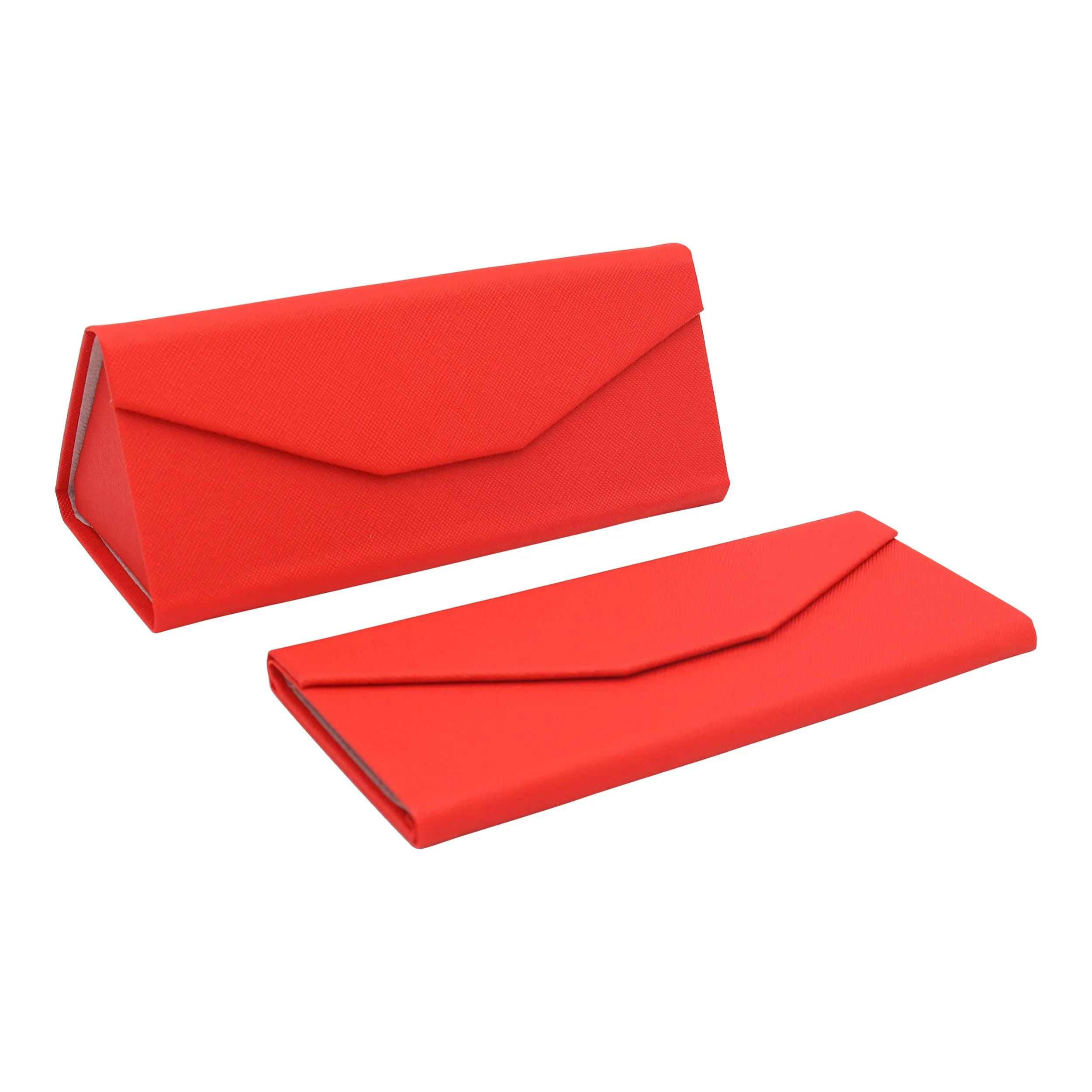 Hardshell Eco Leather Solid Color Folding Glasses Case