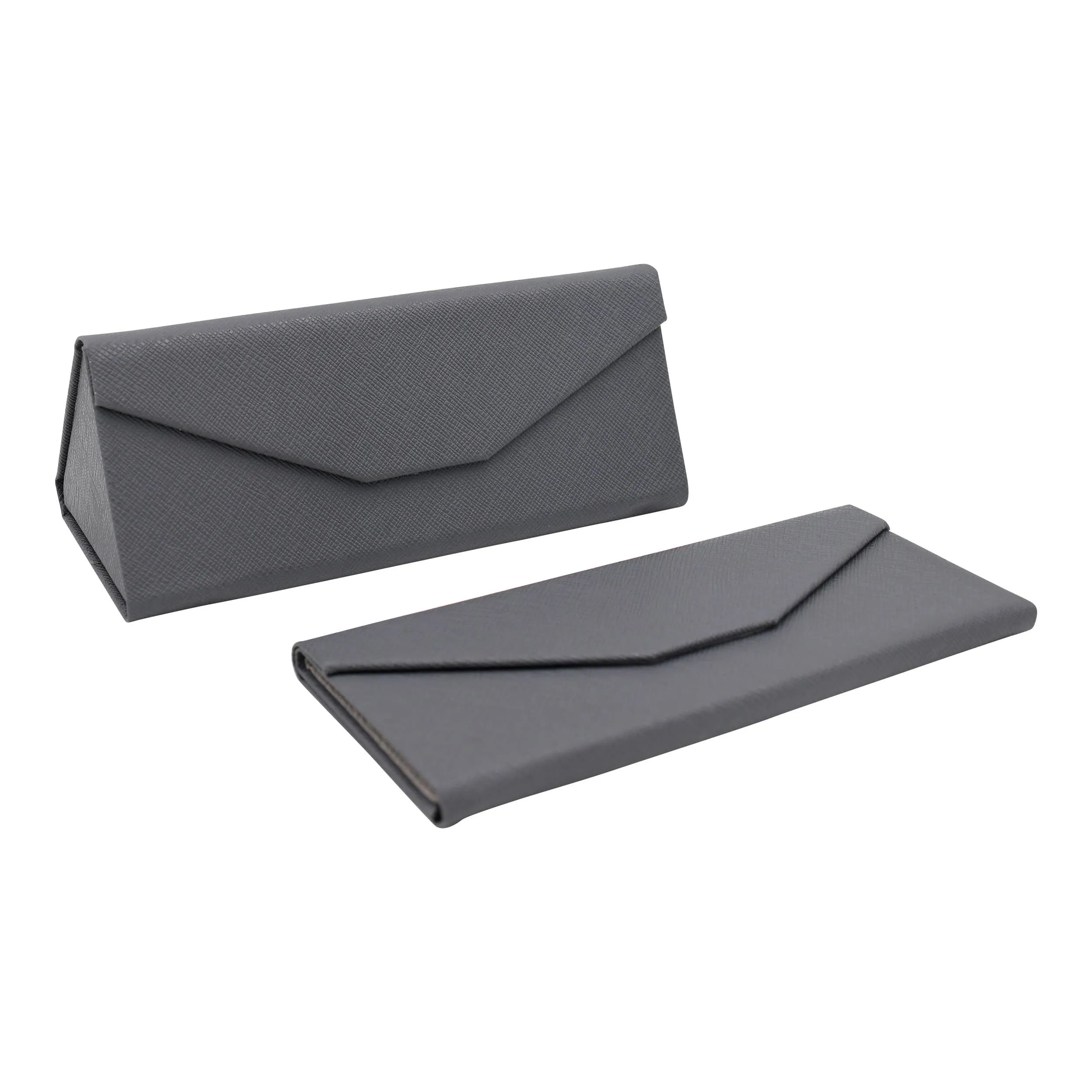 Hardshell Eco Leather Solid Color Folding Glasses Case