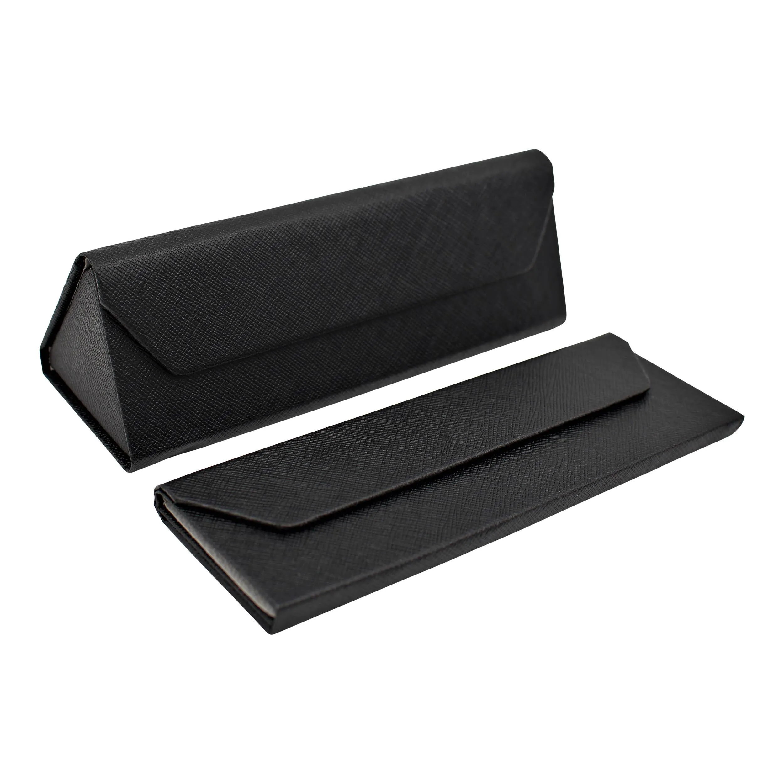 Hardshell Eco Leather Solid Color Folding Glasses Case