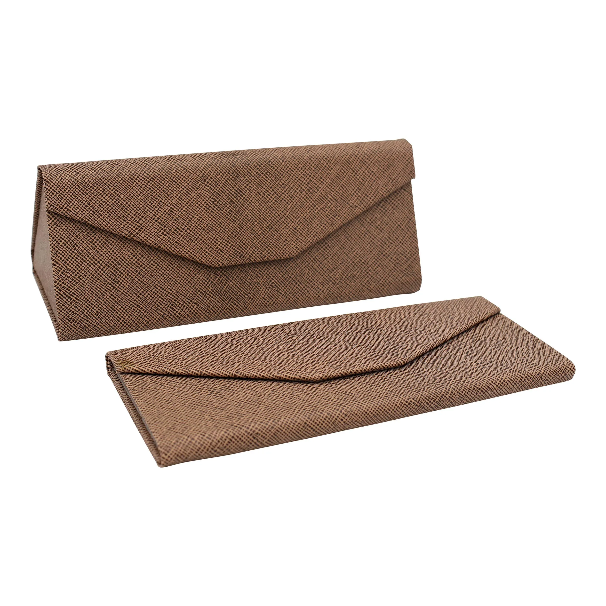 Hardshell Eco Leather Solid Color Folding Glasses Case