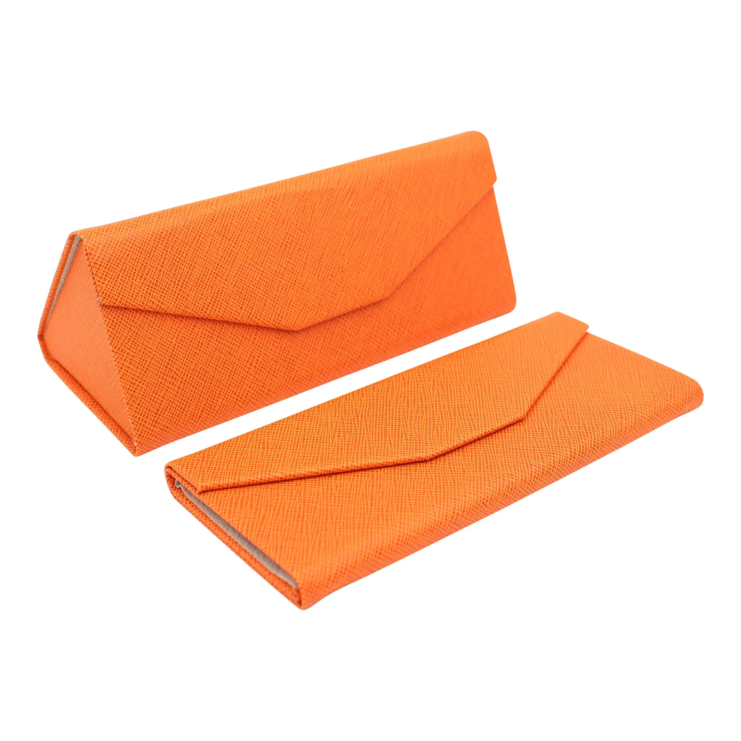 Hardshell Eco Leather Solid Color Folding Glasses Case