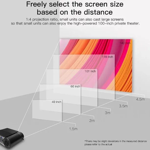 HD 1080p Projector,Compatible with TV Stick, PS4, HDMI, VGA, Xbox, AV and USB