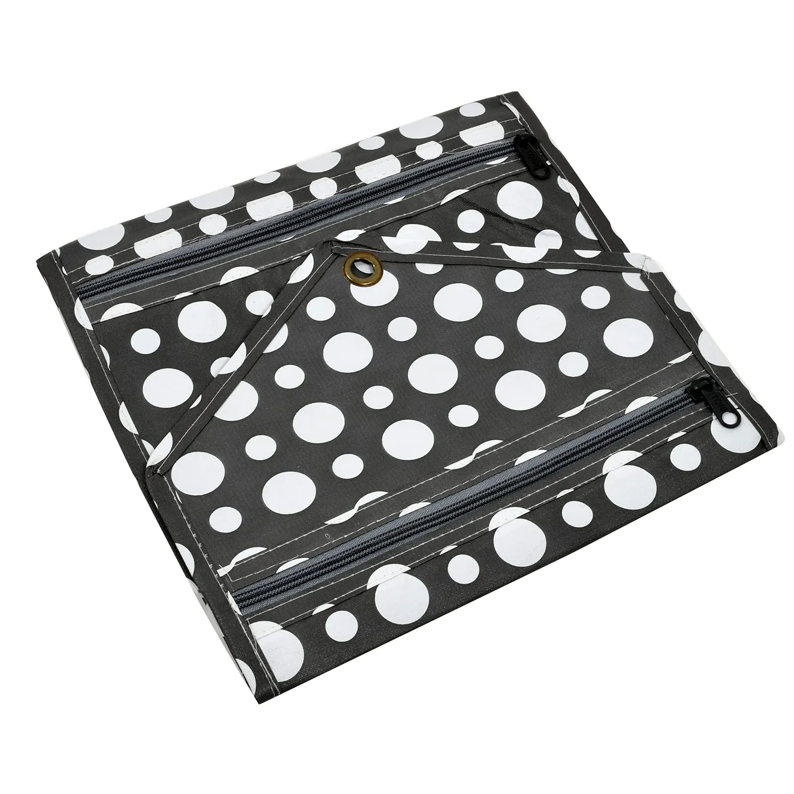 Heart Home Dot Printed 3 Pockets Wall Hanging Storage Organizer, Magazine/Letter Holder, Stationary Organizer- Pack of 2 (Black & White)-HS43HEARTH25744