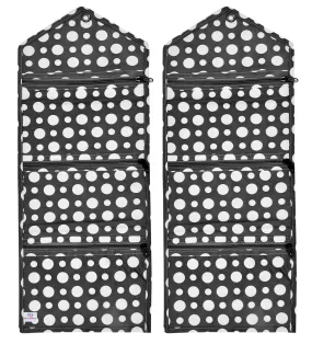 Heart Home Dot Printed 3 Pockets Wall Hanging Storage Organizer, Magazine/Letter Holder, Stationary Organizer- Pack of 2 (Black & White)-HS43HEARTH25744