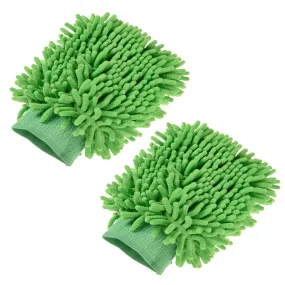 Heart Home Gloves | Microfiber Cleaning Gloves | Chenille Mitts for Kitchen | 50 GSM Hand Duster for Kitchen | Hand Gloves For Car | Duster for Glass | Pack of 2 | Green