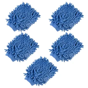 Heart Home Gloves | Microfiber Cleaning Gloves | Chenille Mitts for Kitchen | 50 GSM Hand Duster for Kitchen | Hand Gloves For Car | Duster for Glass | Pack of 5 | Blue