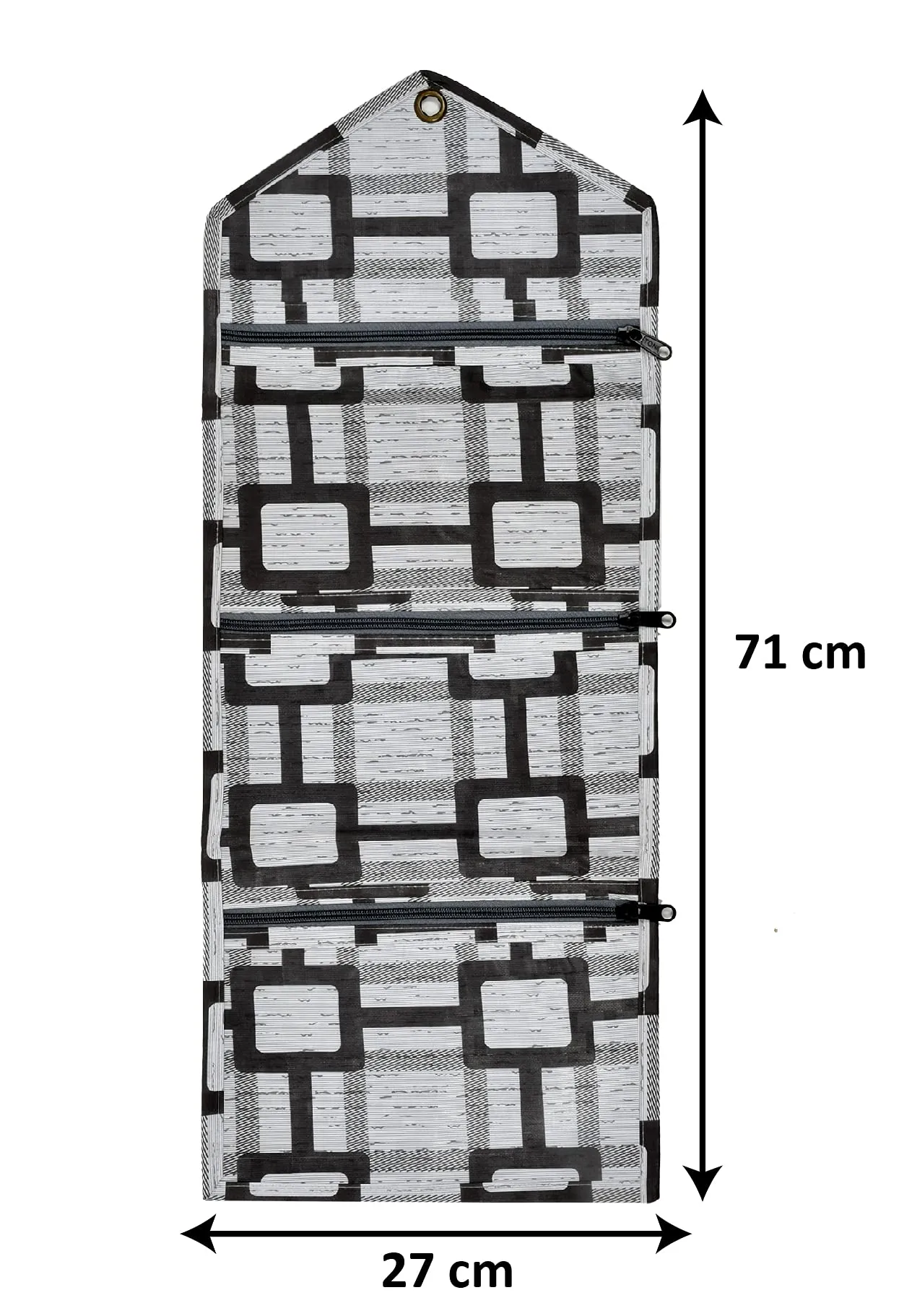 Heart Home Square Printed 3 Pockets Wall Hanging Storage Organizer, Magazine/Letter Holder, Stationary Organizer- Pack of 2 (Grey)-HS43HEARTH25748