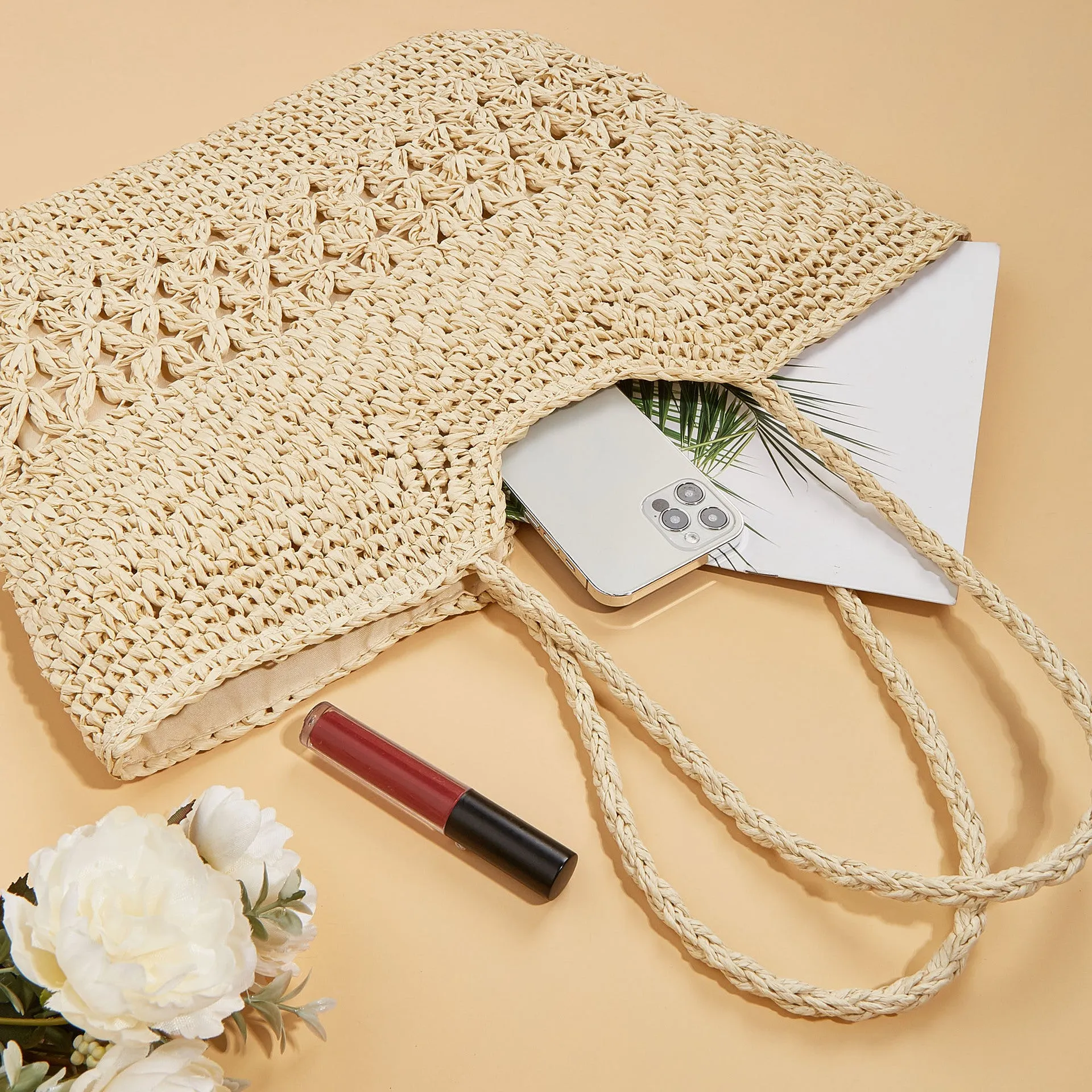 Hollow Out Woven Straw Shopping Bag