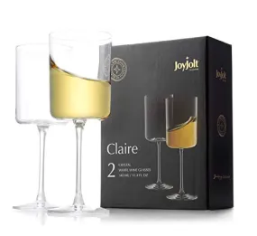 JoyJolt White Wine Glasses – Claire Collection 11.4 Ounce Wine Glasses Set of 2 – Deluxe Crystal Glasses with Ultra-Elegant Design – Made In Czech Republic - Ideal for Home Bar, Kitchen, Restaurants
