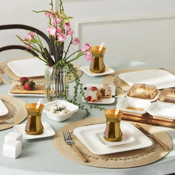 Karaca Fabio Porcelain/Acrylic 41 Piece 6 Person Breakfast/Serving Set Amber 153.09.01.2440