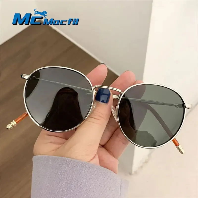 MCMACFIL Round Sun Glasses Fashion UV400 Protection Sun Glasses Metal Frame Women Men Sunglasses Hip Hop Fishing Glasses