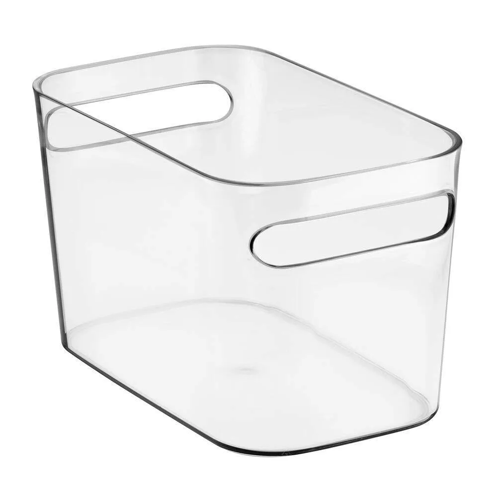 mDesign Plastic Home Office Bin Holder Storage Office Organization Container with Handles for Cabinets, Drawers, Desks, Workspace - for Pens, Pencils, Highlighters, Notebooks, 4 Pack - Clear
