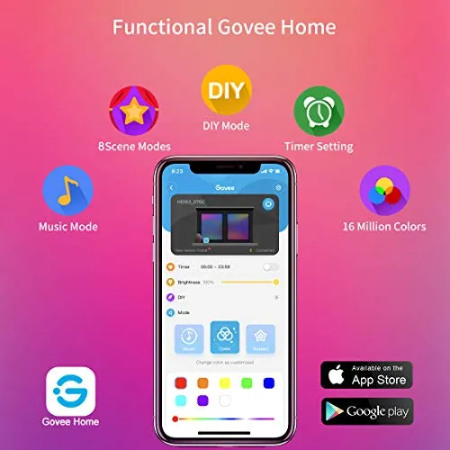 MINGER Dream Colour 16.4ft Wireless Smart Phone Controlled 5050 Sync to Music LED Strip Lights Compatible with Alexa, Google Assistant Android iOS (Not Support 5G WiFi)