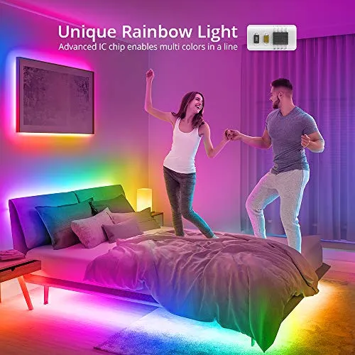 MINGER Dream Colour 16.4ft Wireless Smart Phone Controlled 5050 Sync to Music LED Strip Lights Compatible with Alexa, Google Assistant Android iOS (Not Support 5G WiFi)