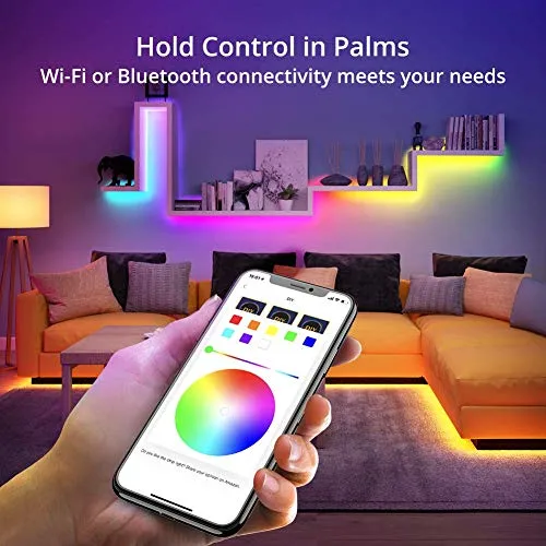 MINGER Dream Colour 16.4ft Wireless Smart Phone Controlled 5050 Sync to Music LED Strip Lights Compatible with Alexa, Google Assistant Android iOS (Not Support 5G WiFi)