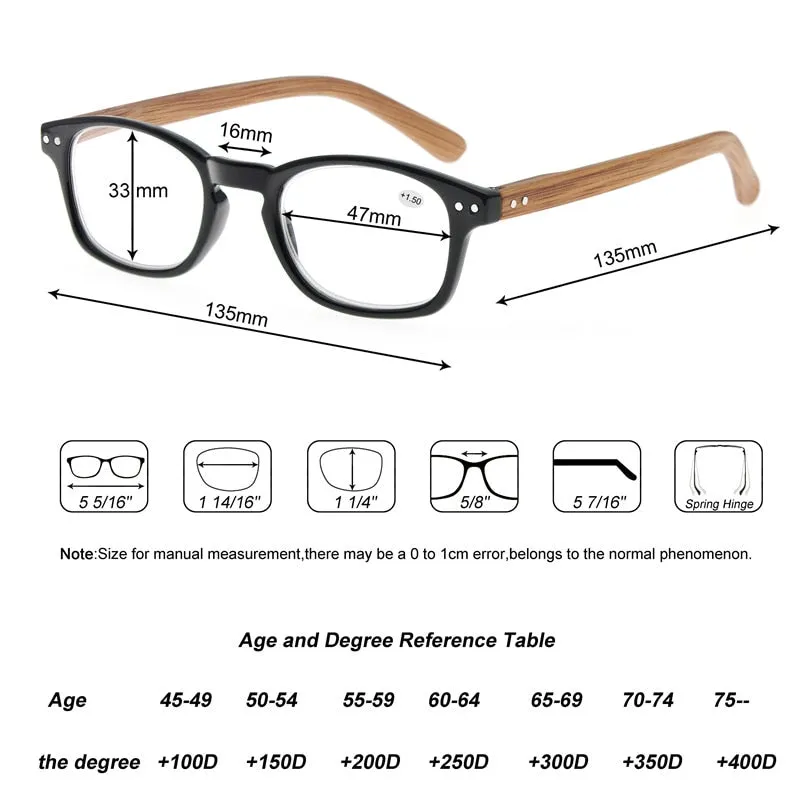 Modfans Women's Full Rim Square Polycarbonate Reading Glasses R012