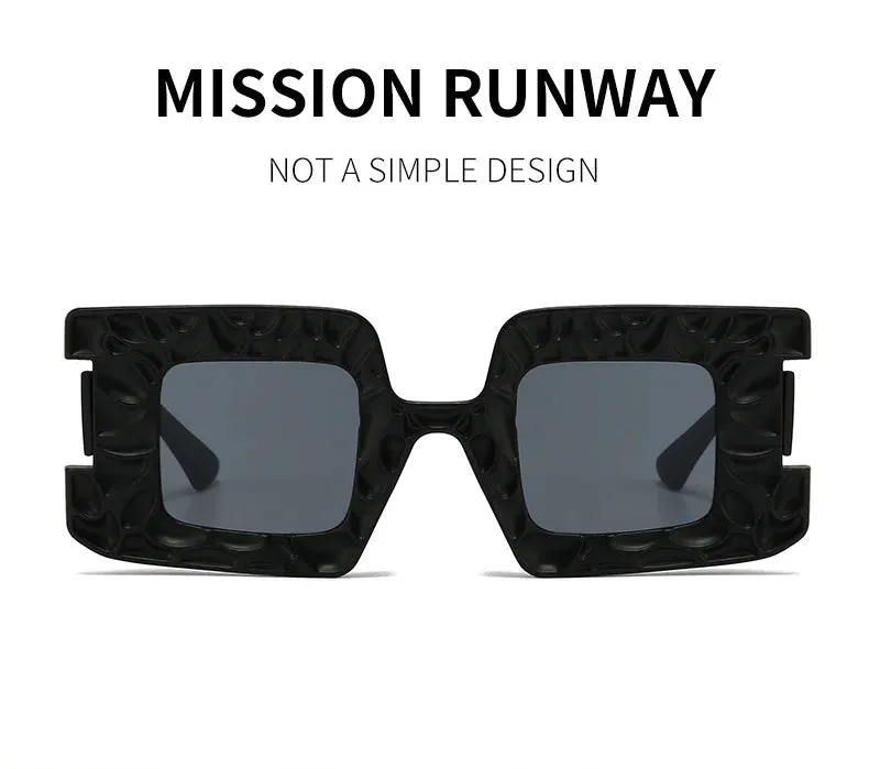 New Square Women Steampunk Sunglasses Concave Convex Frame Luxury Y2K Shades UV400 Fashion Brand Designer Men Sun Glasses